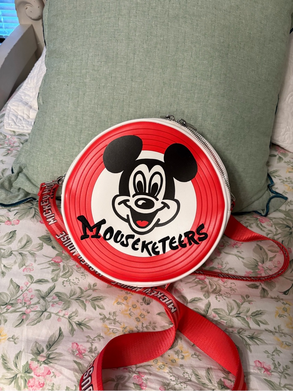 Loungefly Red and White Mouseketeers Round Crossbody Bag